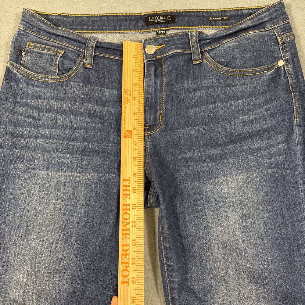Judy Blue Straight Fit Jeans Womens 15/32 Blue Dark Wash Stretch - Picture 8 of 10